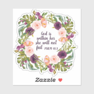 Pegatina Tinte Purpura Rosa Floral Verso de la Biblia Dios