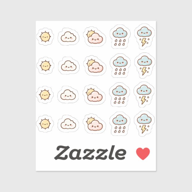 Pegatina Tiny latte weather tracker planner (Hoja)