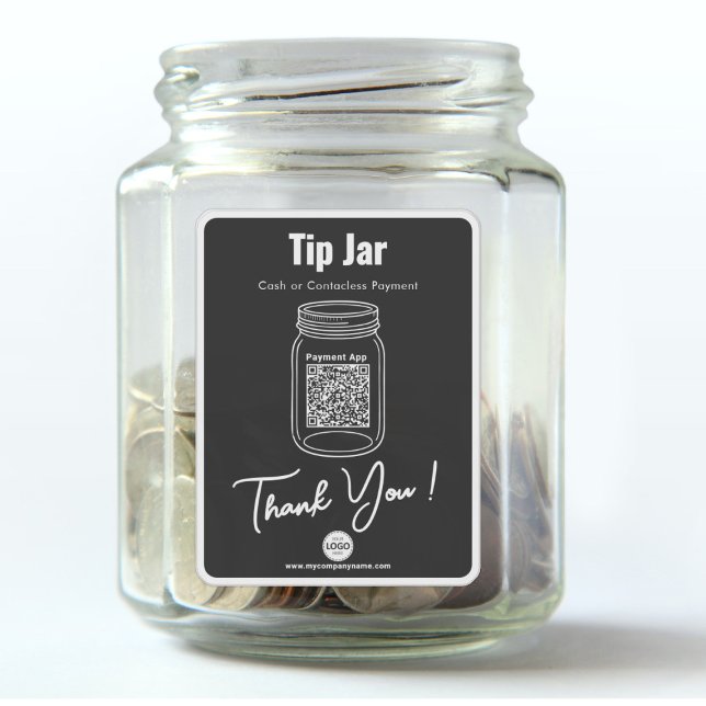Pegatina Tip Jar, Personalizado QR Code Payment App, Black  (Subido por el creador)