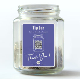 Pegatina Tip Jar, Personalizado QR Code Payment App,Blue Vi