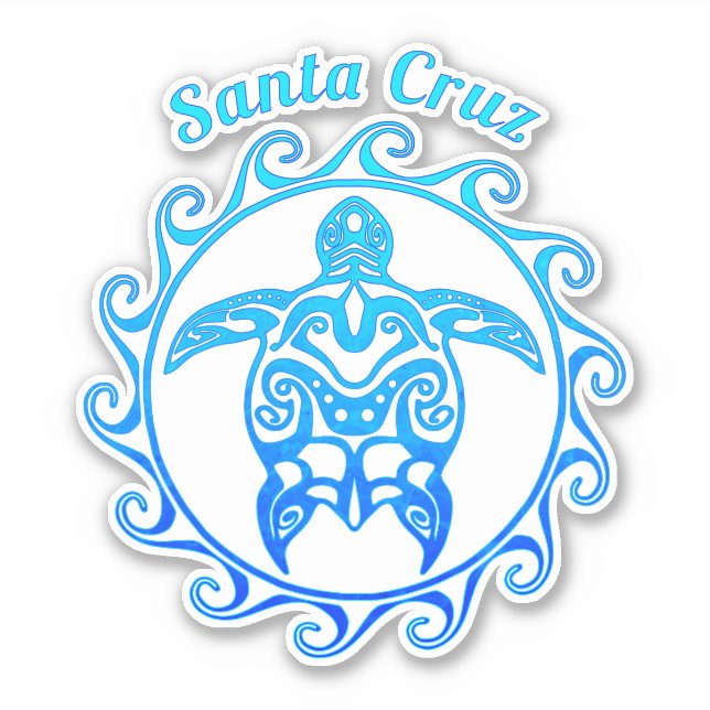 Pegatina Típica Tribal del Océano Azul Santa Cruz (Anverso)