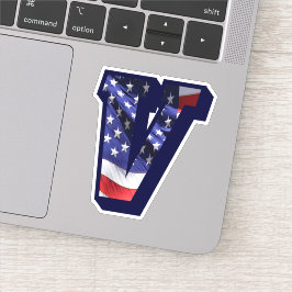 Pegatina Tipo de letra Monograma V Bandera de Estados Unido