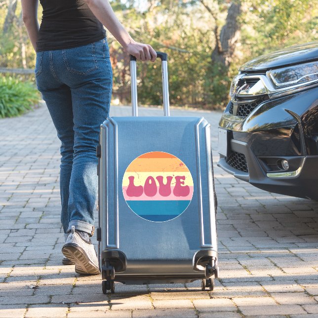 Pegatina Tipografía De Amor Retro En Estrellas De Amanecer  (Maleta Insitu)