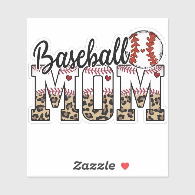Pegatina Tipografía de leopardo de mamá de béisbol  (Hoja)
