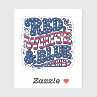 Pegatina Tipografía Patriótica Rojo Blanco y Azul 4 de Juli
