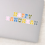 Pegatina Tipografía retro colorida Hanukkah<br><div class="desc">¡Celebren el Festival de las Luces con este vibrante pegatina "Happy Hanukkah"! Con letras atrevidas y multicolores con un toque retro,  este pegatina es perfecto para decorar regalos,  tarjetas de felicitación,  laptops o favores de fiesta de vacaciones. ¡Una manera divertida y festiva de difundir la alegría de Hanukkah!</div>