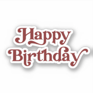 Pegatina Tipografía Retro Elegante Feliz Cumpleaños