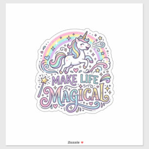 Pegatina Tipografía Vectorial Premium Unicornio Hace la Vid