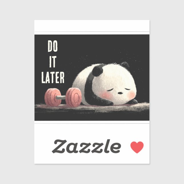 Pegatina Tired Panda Gym – Cute Funny Workout Art (Hoja)