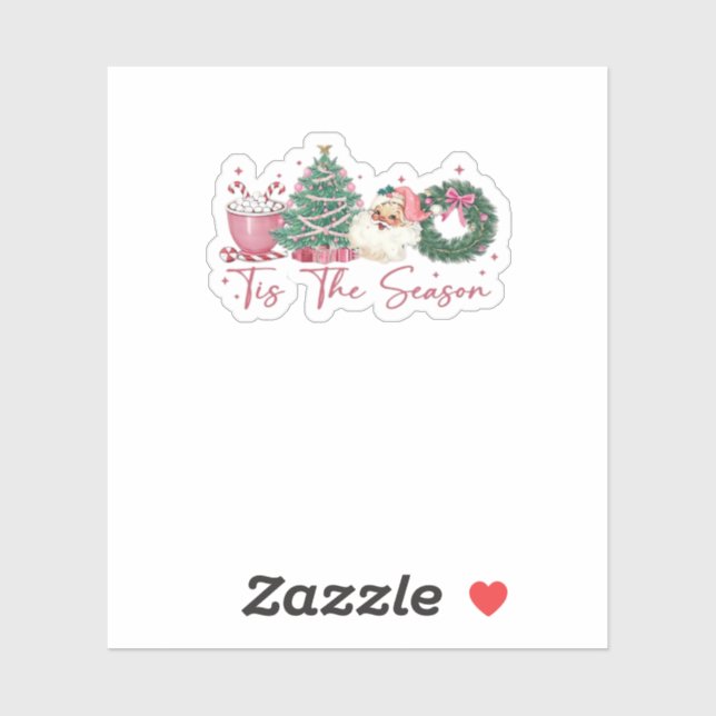 Pegatina Tis The Season Merry Christmas Cute Xmas Coffee Ch (Hoja)