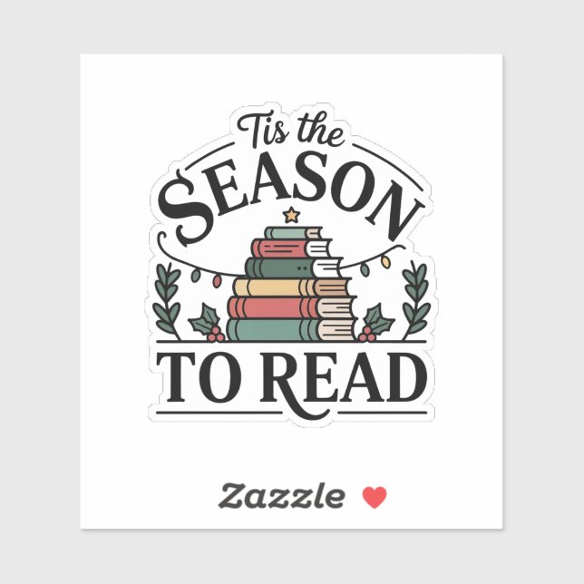 Pegatina Tis the Season to Read Holiday Book (Hoja)