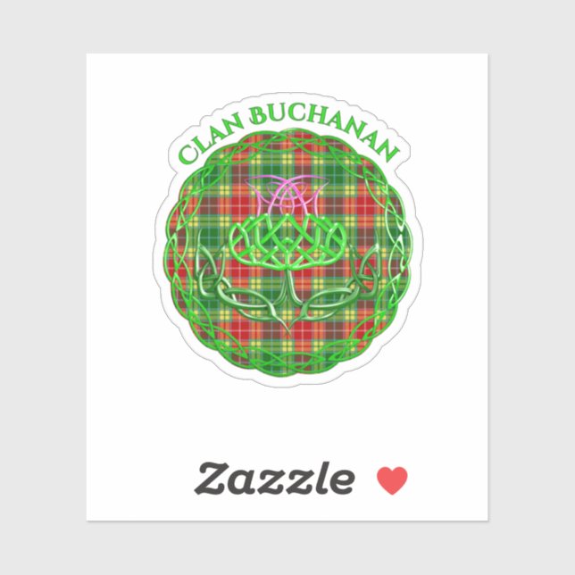 Pegatina Tistle Celta de Buchanan Scottish Tartán (Hoja)