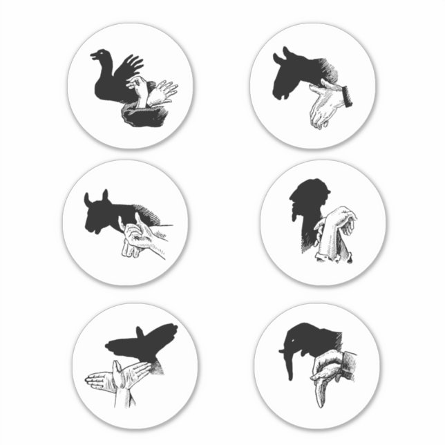 Pegatina Títeres de mano de sombras Ilustraciones de arte v (Anverso)