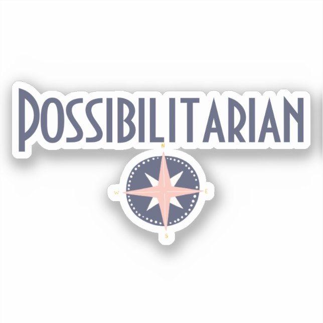 Pegatina Título de trabajo posible de brújula rosa azul (Anverso)