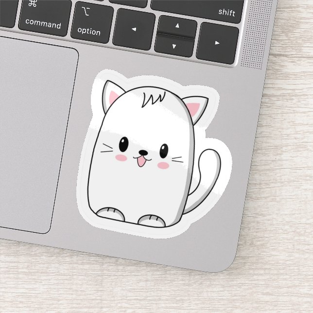 Pegatina Título: Sticker de Gato Kawaii Blanco Lindo - Mini (Detalle)