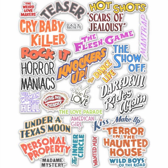 Pegatina títulos antiguos de películas Palabras frases Cita (Anverso)