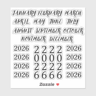 Pegatina Títulos Meses 2026 Año Planificador Bullet Journal