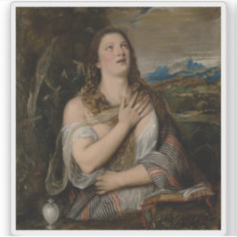 Pegatina Tiziano (Tiziano Vecellio) - La Penitente Magdalen