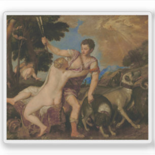 Pegatina Tiziano (Tiziano Vecellio) - Venus y Adonis