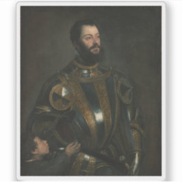 Pegatina Tiziano Vecellio - Retrato de Alfonso d'Avalos