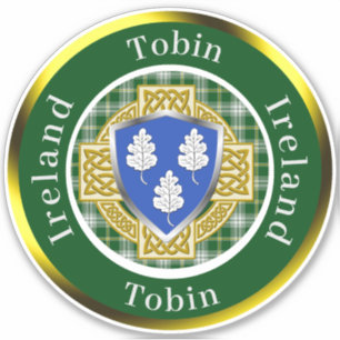 Pegatina Tobin Irish Shield/Celtic Cross Personalizado