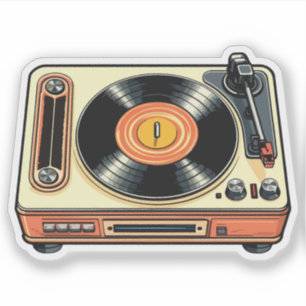 Pegatina Tocadiscos de vinilo retro
