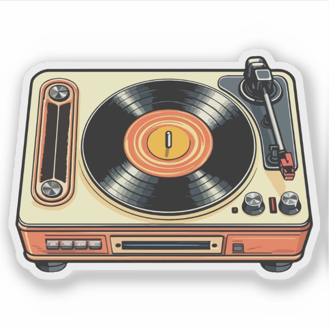 Pegatina Tocadiscos de vinilo retro (Anverso)