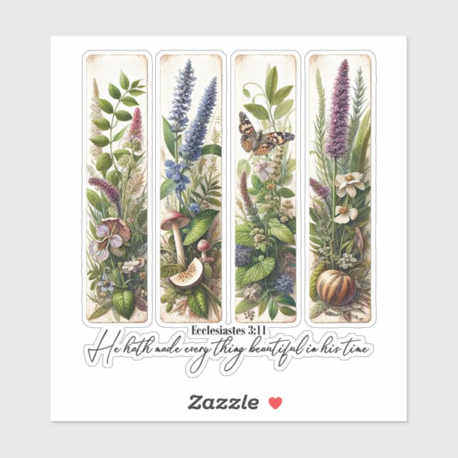 Pegatina Todo hermoso en su tiempo botánico (Hoja)