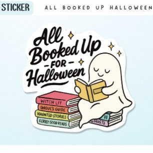 Pegatina Todo preparado para la lectura fantasma de Hallowe