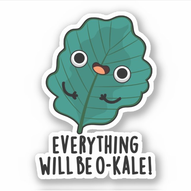 Pegatina Todo será O-kale Funny Veggie Pun (Anverso)