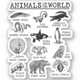 Pegatina Todos los Animales del Mundo Antiguo Meme Divertid