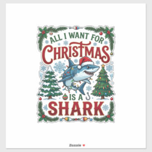 Pegatina Todos Quieren Tiburones De Navidad Árboles De Pino