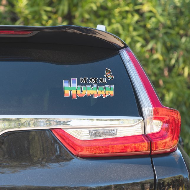 Pegatina Todos somos arcoiris humanos (Lado del coche)