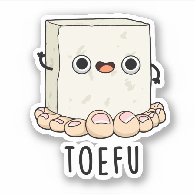 Pegatina Toe-fu Funny Tofu Pun (Anverso)
