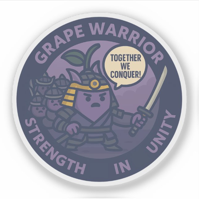 Pegatina Together We Conquer Samurai Grape  (Anverso)