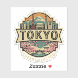 Pegatina Tokyo Japan Skyline Mount Fuji Travel Badge