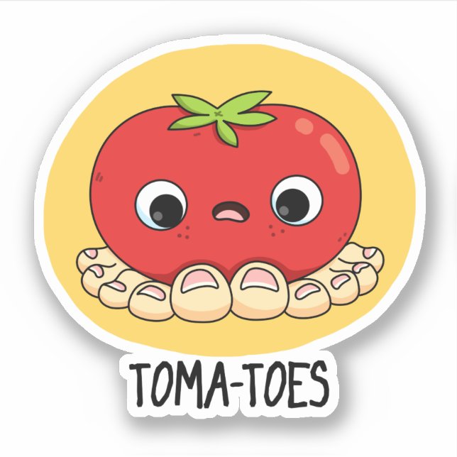 Pegatina Toma-Toes Gracioso Tomate Con Toes Pun (Anverso)