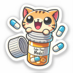 Pegatina ¡Toma Tus Métodos! - Recordatorio de gato con cuid
