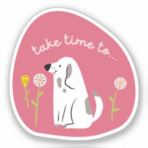 "tómate tiempo" lindo perro ilustra retro rosa osc
