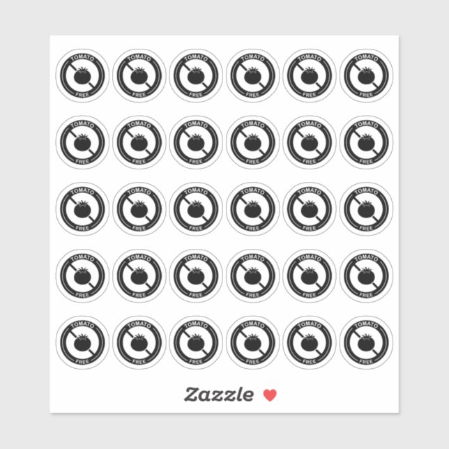 Pegatina Tomato Free Wedding Place Card Mini Food Allergy (Hoja)