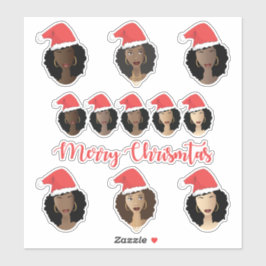 Pegatina Tonos de Melanin, mujeres negras, Feliz Navidad