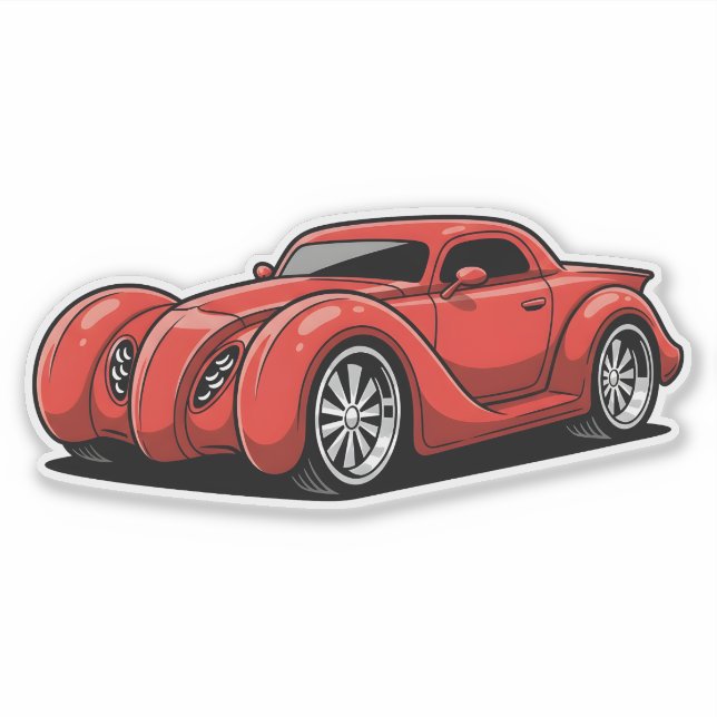 Pegatina Toon Hotrod Rojo Lava en Espiral (Anverso)