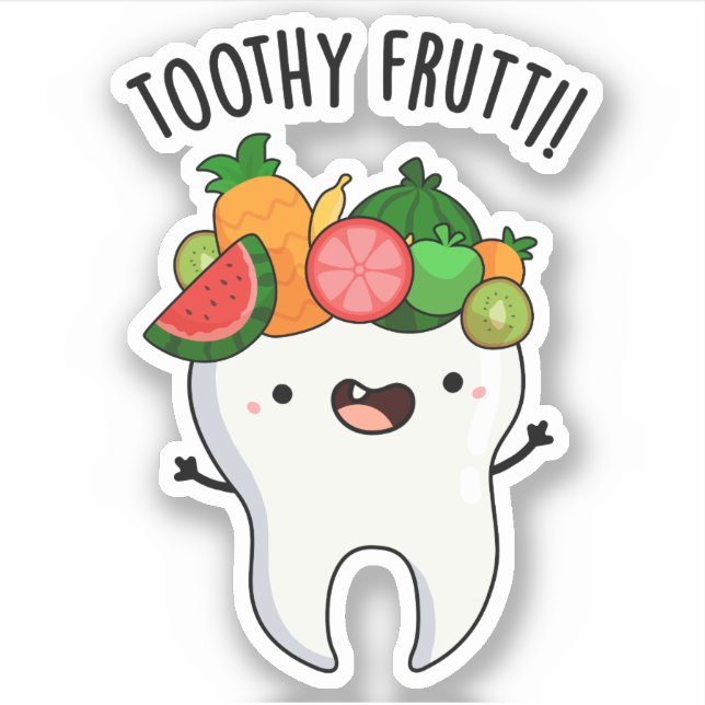 Pegatina Toothy Fruity Funny Dental Pun (Anverso)