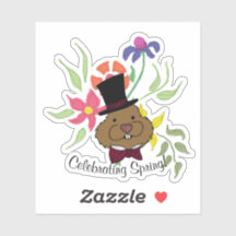 Top Hat Bow Tie Spring Flowg Groundhog