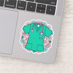 Pegatina Tope retro Scrub con flores