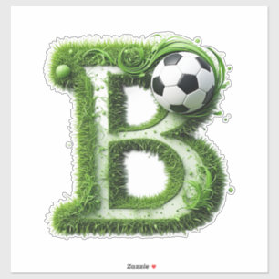 Pegatina Topiaria de césped verde con letra B y balón de fú