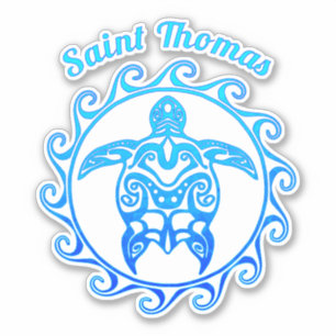 Pegatina Tormenta tribal azul oceánica Saint Thomas