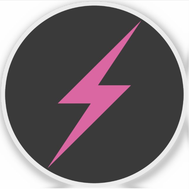 Pegatina Tornillo relámpago rosado del feminismo (sobre neg (Anverso)