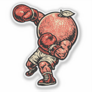 Pegatina Toronja Knockout Puncher — Boxeador Retro Vintage