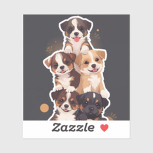 Pegatina Torre de Cachorros - Arte Mascota espantoso
